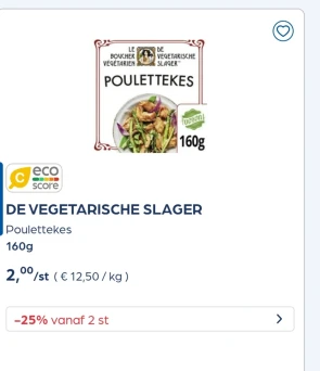 DE VEGETARISCHE SLAGER Poulettekes 160g -25% extra