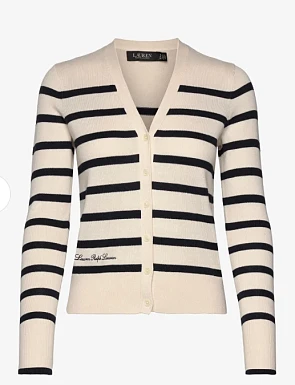 Lauren Ralph Lauren Striped Cotton-Blend Cardigan - Vesten
