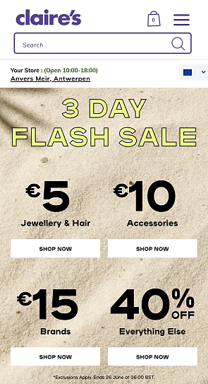 Claire’s sale dagen