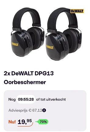 2x DeWALT DPG13 Oorbeschermer -70% bij iBOOD