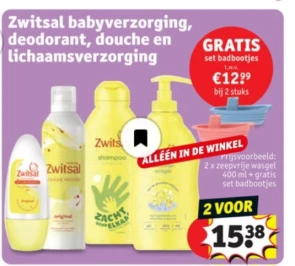 Gratis set badbootjes bij 2 stuks zwitsal