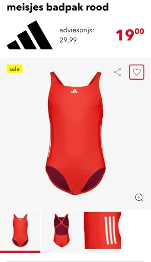 Rode adidas badpak op scapino.nl