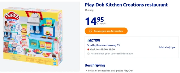 Play-Doh Keuken Restaurant 17-delige set helft goedkoper bij Action