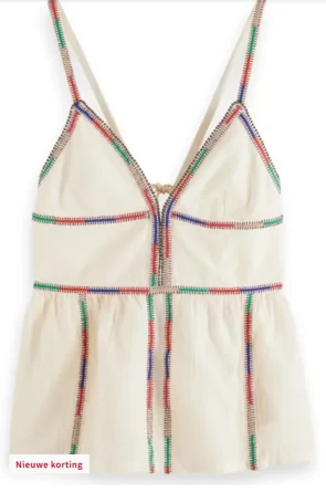 Scotch & Soda TANK TOP WITH COLOURFUL EMBROIDERY SOFT ICE