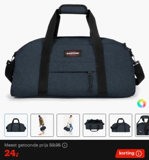 Eastpak blauwe reistas 34L aan 24€ bij bol