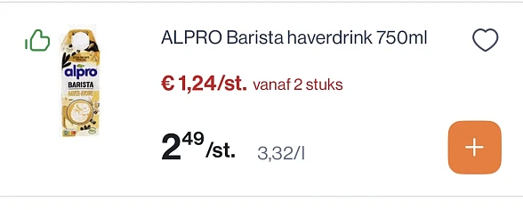 Alpro barista haverdrink 750 ml -50%