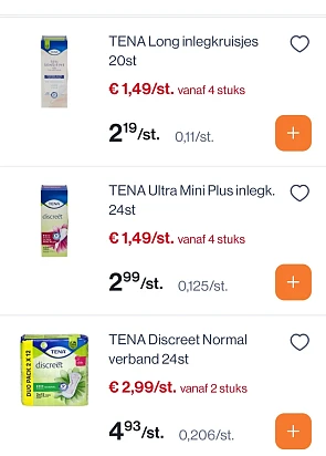 Tena tot -50% reactie carrefour 2+2