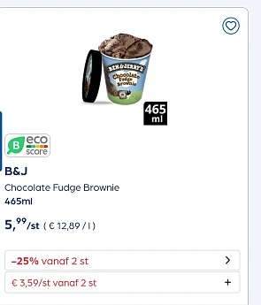 Ben & Jerry's -25% extra