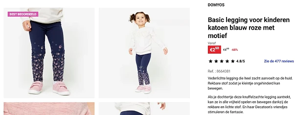 -68% legging meisjes 💮 12 maand tot 5 jaar, bij Decathlon