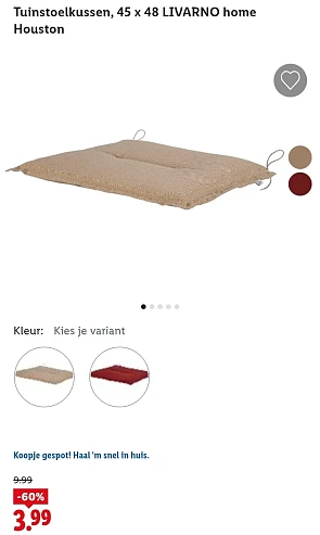 Tuinstoelkussen 45 x 48 aan -60% bij Lidl