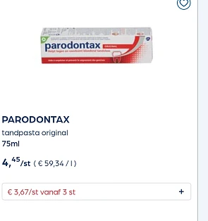 Parodontax in promo reactie kruidvat 3 voor €11