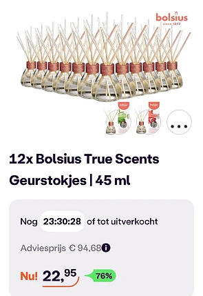 12x Bolsius true scents geurstokjes 45 ml -76%