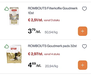 Rombouts koffie goedkoper reactie Delhaize