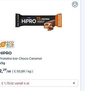 Hipro bar -50% reactie Delhaize 2+2