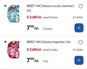 Bref toiletblokjes veel goedkoper