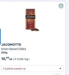 JACQMOTTE bonen in promo reactie Delhaize 2+2