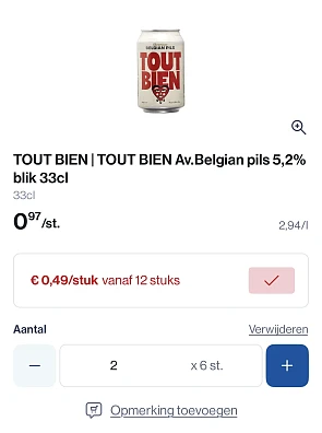 Tout bien Belgian pils blik 33 cl -50%