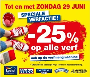 25% korting op alle verf bij Hubo