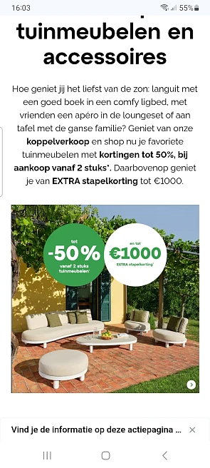 Tot -50% op tuinmeubelen én tot €1000 stapelkorting