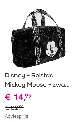 Disney zwarte reistas Mickey Mouse 26 x 12 x 15 cm