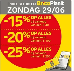 Tot 25% korting bij BricoPlanit én -15% op brico.be