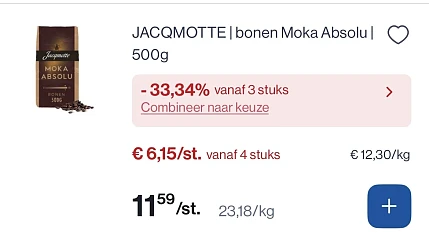 Jacqmotte koffiebonen met een mooie korting