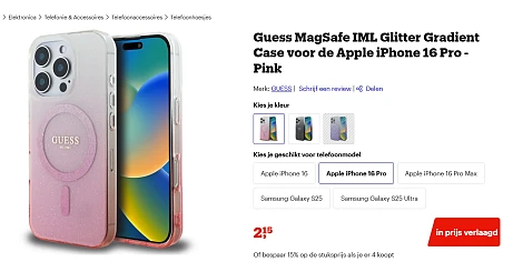 Guess telefoonhoesje voor Iphone 16Pro nu aan 2.15€