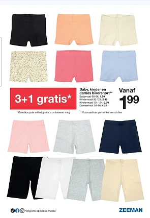 Bikershort 3+1 gratis bij Zeeman