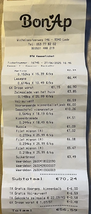Gratis producten bij bon ap met bonnetjes