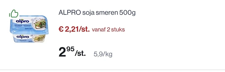Alpro soja boter om te smeren -25%+ coupon -1€