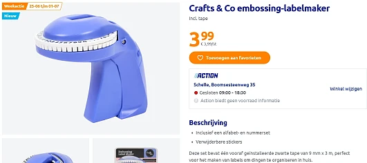 Labelen goedkoop bij Action