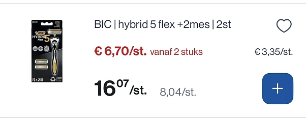 Bic hybrid 5 flex + 2 mes 2 stuks mooie korting