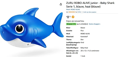 badspeelgoed bij amazon(zingende haai)