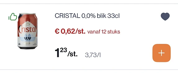 Cristal 0,0% blik 33 cl -50% reactie Albert Heijn