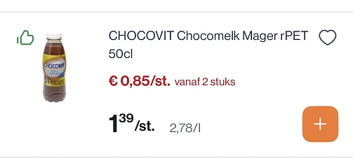 Chocovit chocomelk mager pet 50 cl goedkoper vanaf 2 stuks