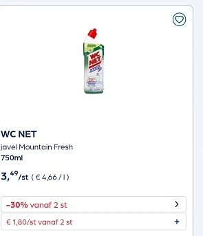 Wc net -30% extra