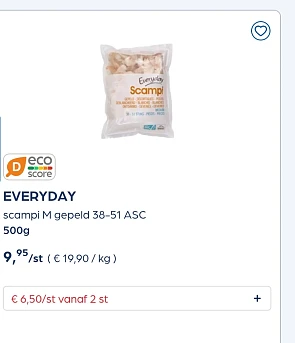 EVERYDAY scampi M gepeld 38-51 ASC 500g