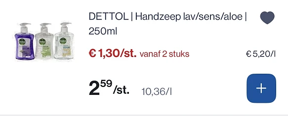 Dettol handzeep lav/sen/aloe 250 ml -50%