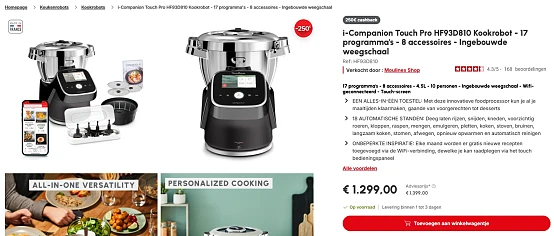 Moulinex Flash Deal | - €350 op de I-Companion Touch Pro