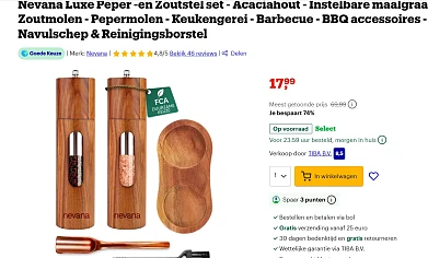 Nevana Luxe Peper -en Zoutstel set bij bol