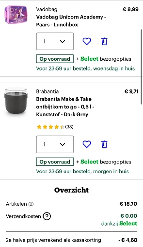 2e halve prijs op vershouden & lunchboxen