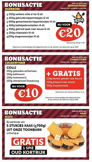 De Keine Bassin bbq-vlees, kaas, ...