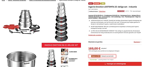 €260 korting op Tefal pannenset