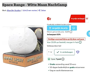 Space Range - Witte Maan Nachtlamp