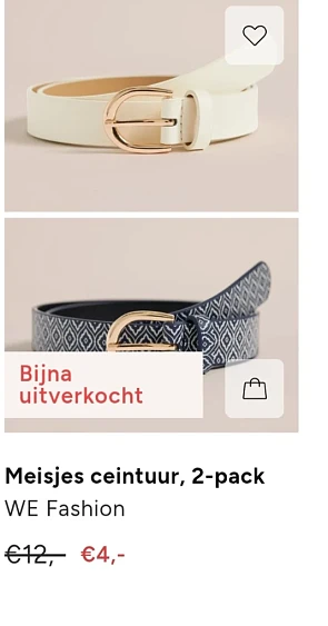 2-pack meisjes ceintuur voor €4 op wefashion.com
