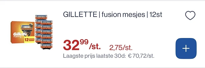 Gillette vervangmesjes veel goedkoper