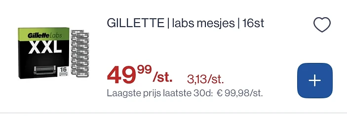Gillette labs scheermesjes en apparaat goedkoper