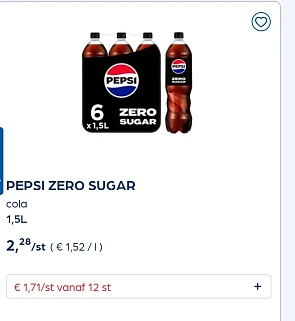 PEPSI ZERO SUGAR cola 1,5L en 7 up zero sugar lemon en lime-25%