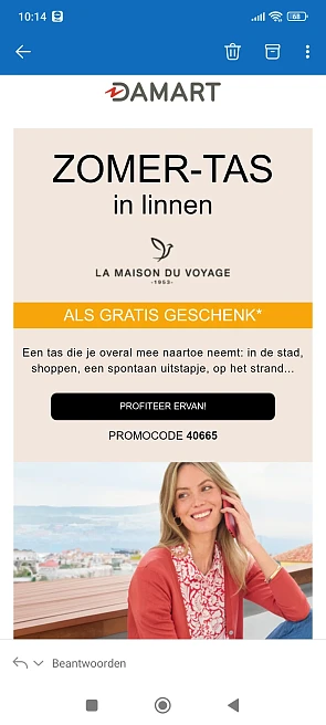 Gratis zomertas bij damart