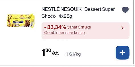 Nestlé nesquick dessert super choco 4x28 gram -33,34% korting extra
